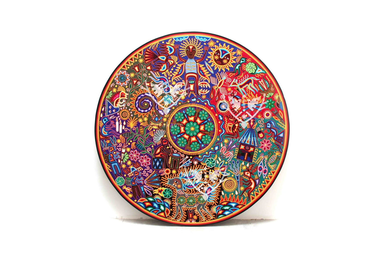 Nierika de Estambre Círculo Huichol - Werika - 120 cm. de diámetro
