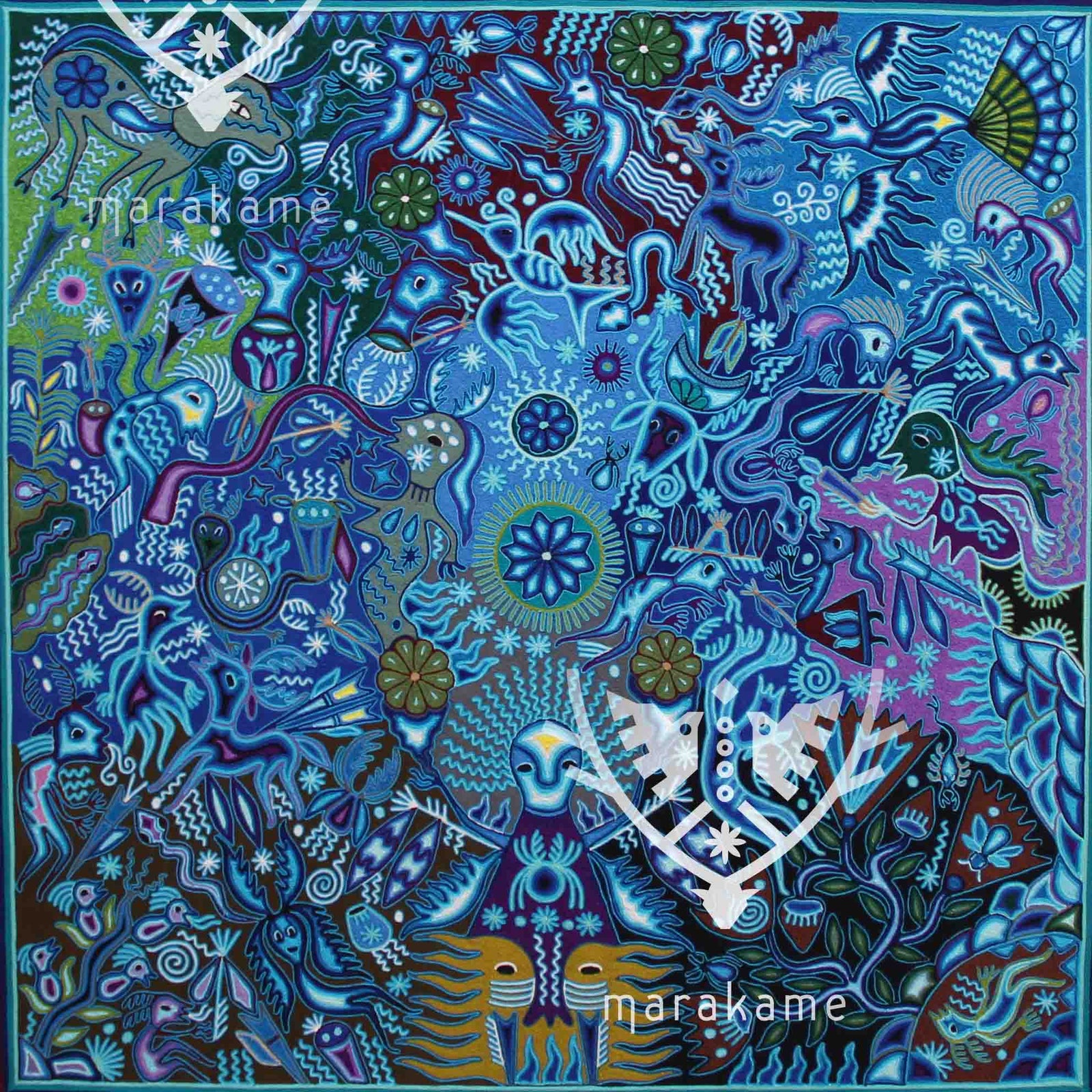 Nierika de Estambre Cuadro Huichol - Tatewari - 120 x 120 cm.