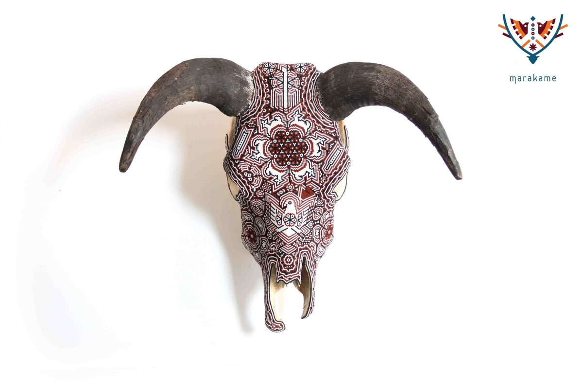 Cráneo de Búfalo Huichol &quot;Tuutú Xawe&quot; - Arte Huichol - Marakame