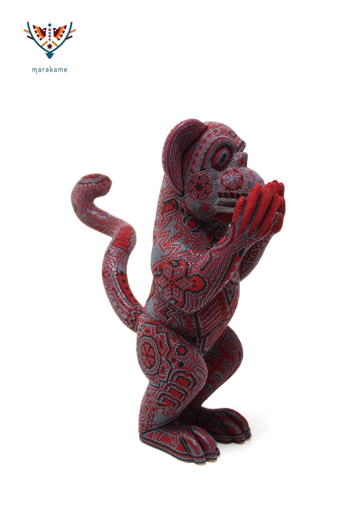 Escultura de copal - "Watakame rojo" - Arte Huichol - Marakame