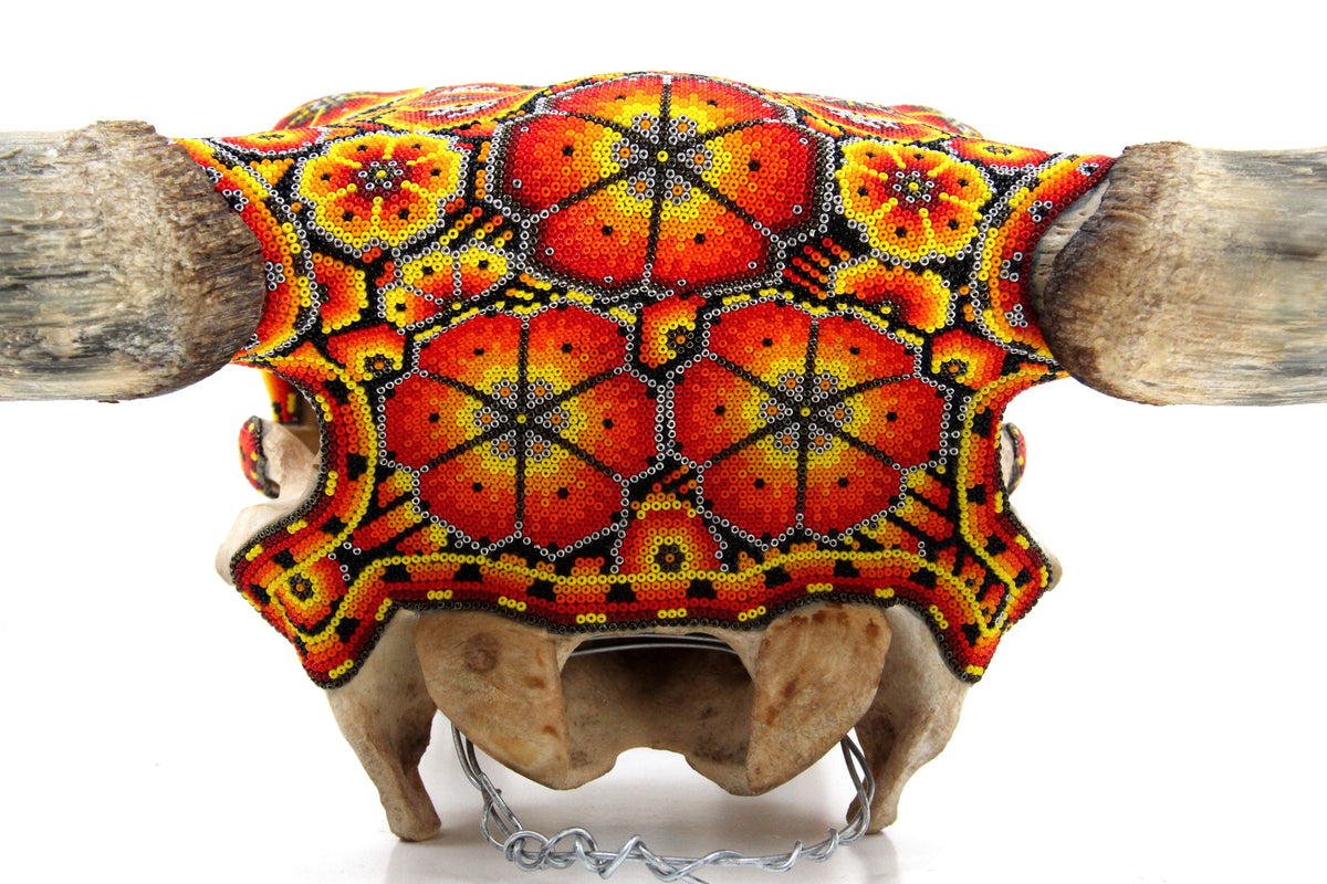 Cráneo de vaca Arte Huichol - Tatewari