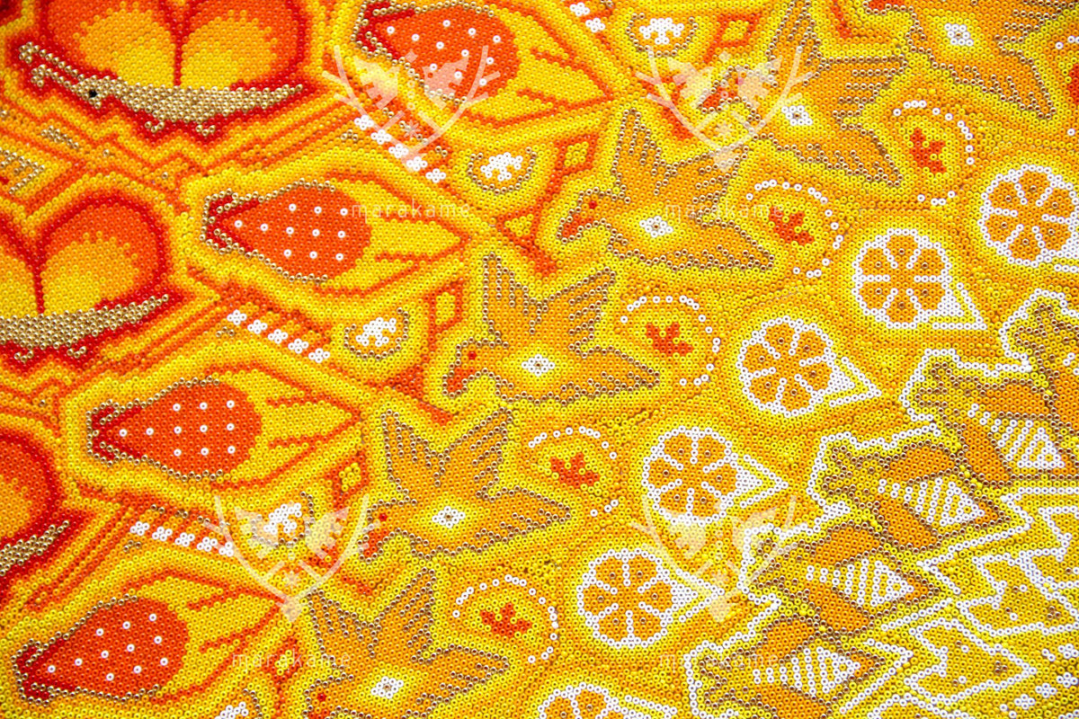 Nierika de micro chaquira Círculo Huichol - Remolino Tatewari - 90 cm.