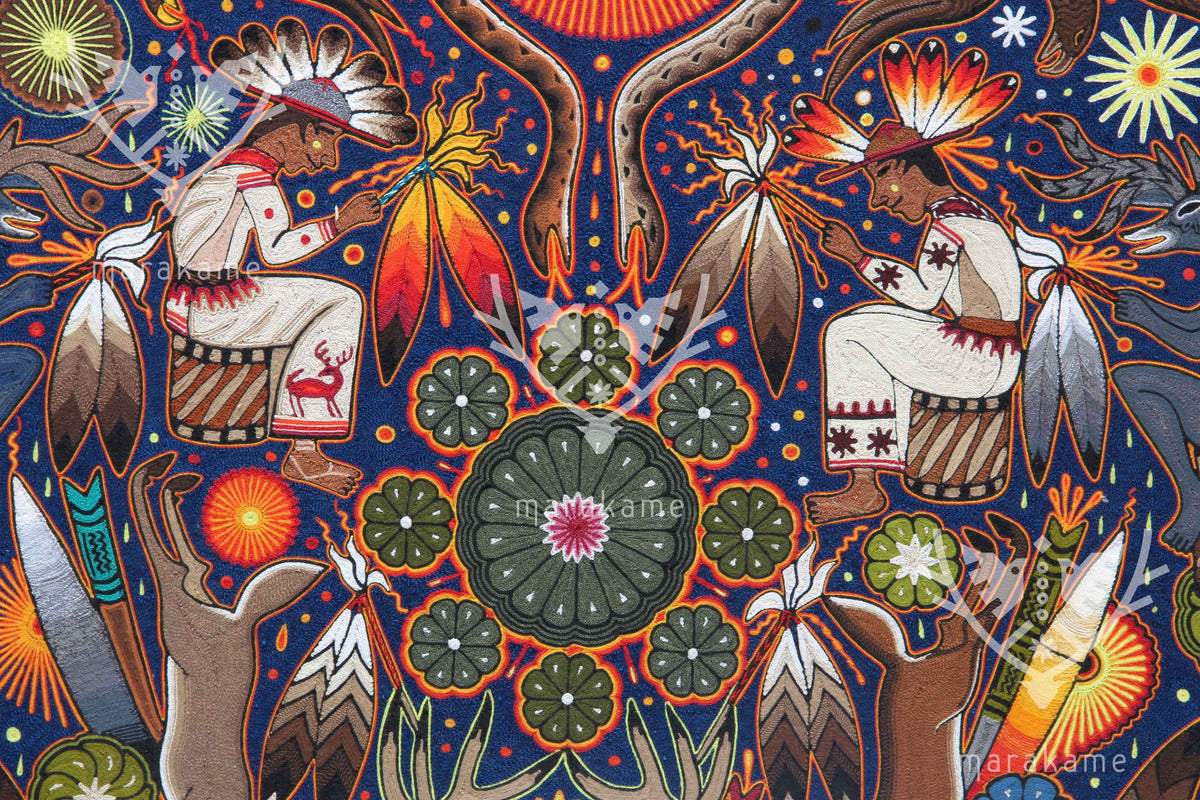 Nierika de Estambre Círculo Huichol - Kauyumarie - 120 cm.