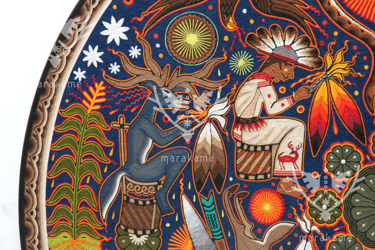 Nierika de Estambre Círculo Huichol - Kauyumarie - 120 cm.