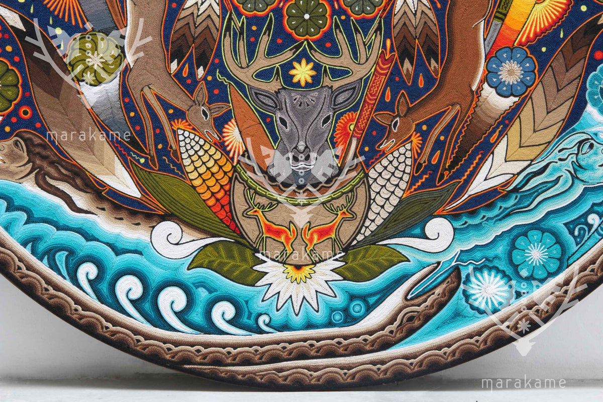 Nierika de Estambre Círculo Huichol - Kauyumarie - 120 cm.