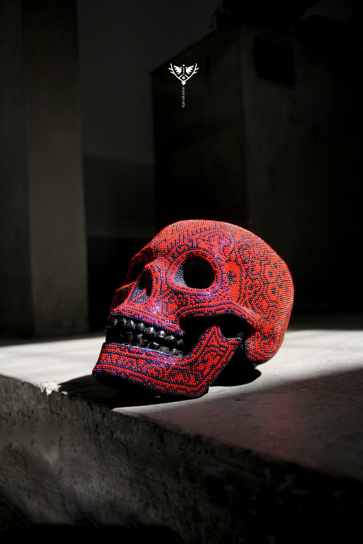 Calavera Huichol - Tatewari - Arte Huichol - Marakame