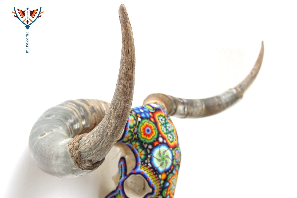 Cráneo de Longhorn Arte Huichol - Hikuri I - Arte Huichol - Marakame