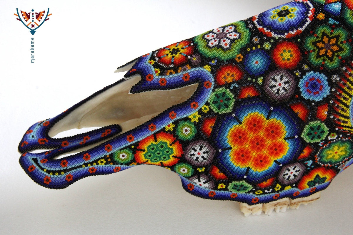 Cráneo de Longhorn Arte Huichol - Hikuri I - Arte Huichol - Marakame