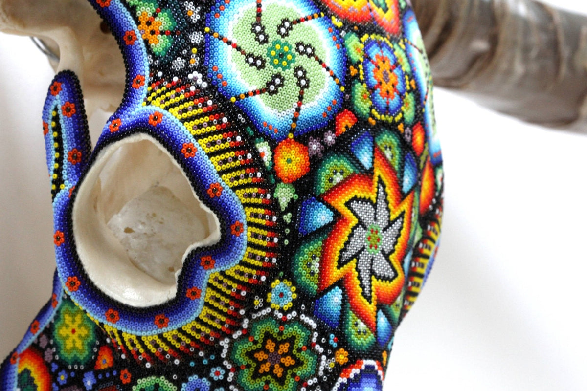 Cráneo de Longhorn Arte Huichol - Hikuri I - Arte Huichol - Marakame