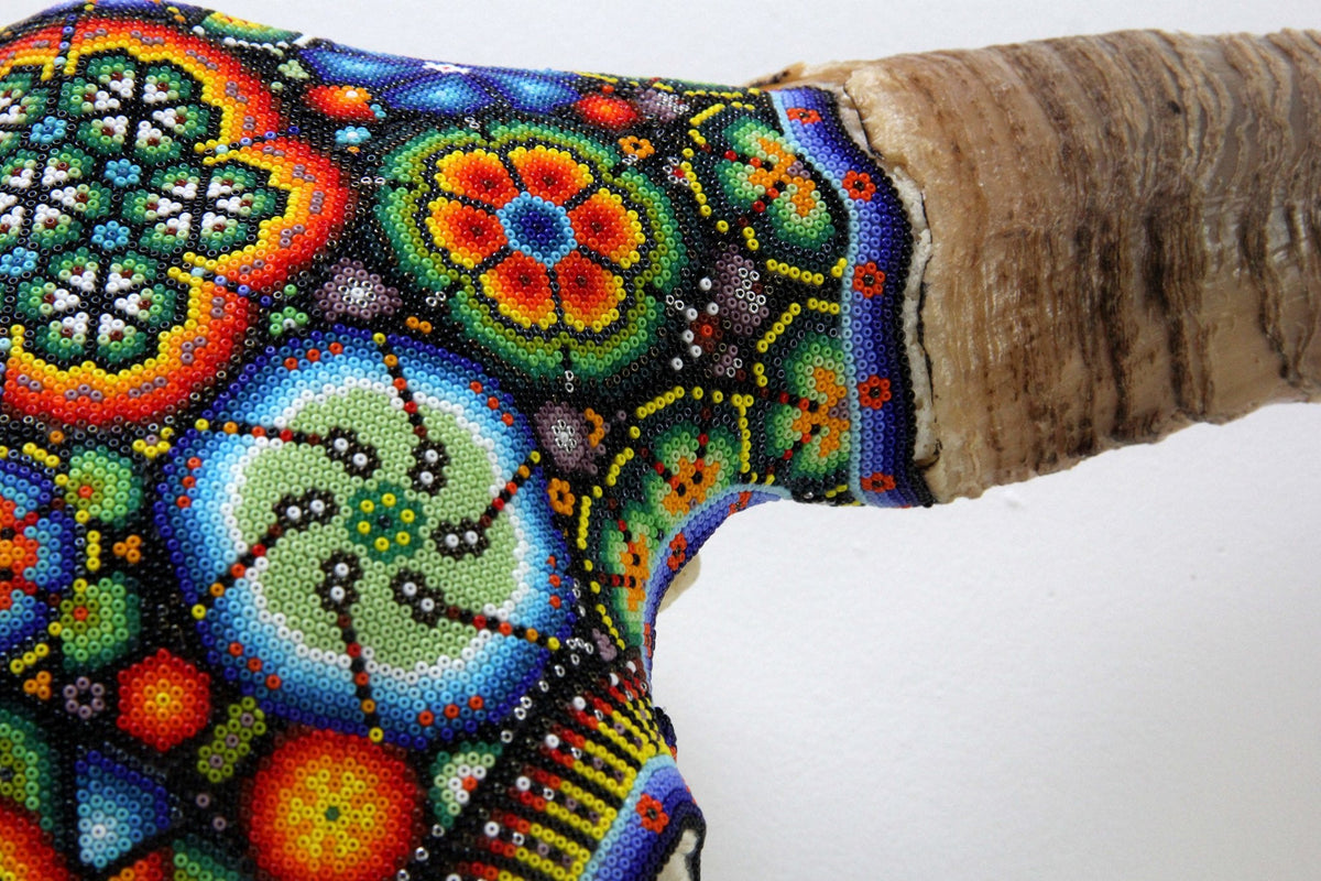 Cráneo de Longhorn Arte Huichol - Hikuri I - Arte Huichol - Marakame