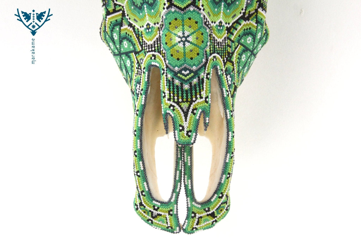 Cráneo de Longhorn Arte Huichol - Hikuri V - Arte Huichol - Marakame