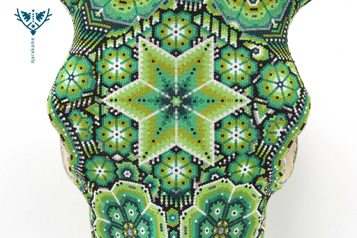 Cráneo de Longhorn Arte Huichol - Hikuri V - Arte Huichol - Marakame