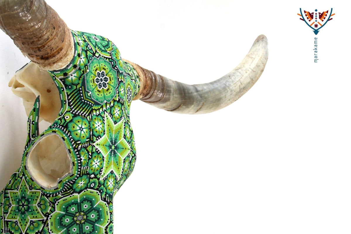 Cráneo de Longhorn Arte Huichol - Hikuri V - Arte Huichol - Marakame