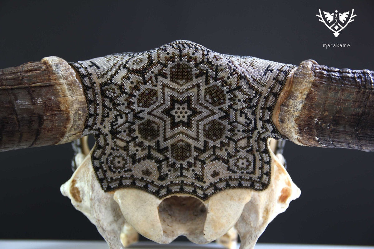 Cráneo de vaca Arte Huichol - Gran Wexikia - Arte Huichol - Marakame