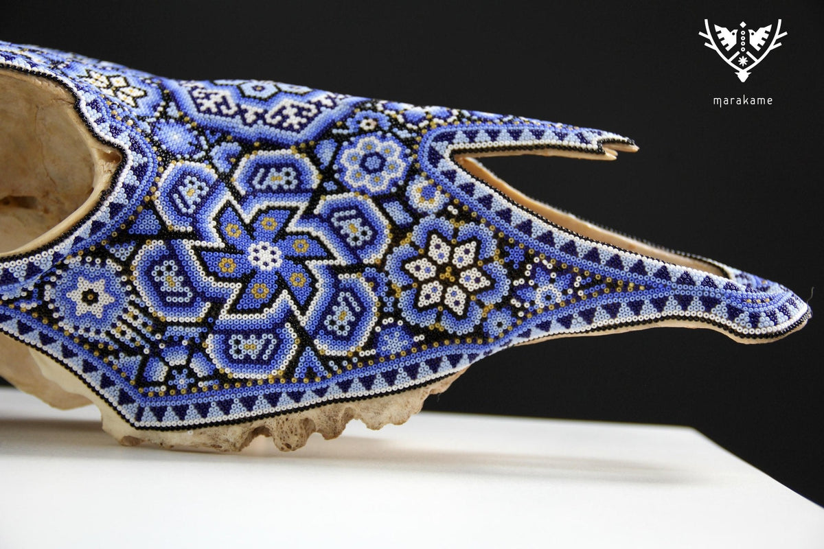 Cráneo de vaca Arte Huichol - Haramara - Arte Huichol - Marakame