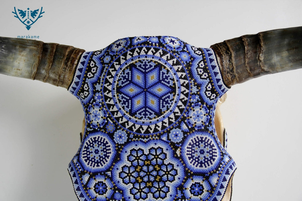 Cráneo de vaca Arte Huichol - Haramara - Arte Huichol - Marakame