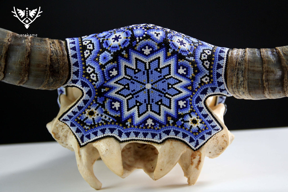 Cráneo de vaca Arte Huichol - Haramara - Arte Huichol - Marakame