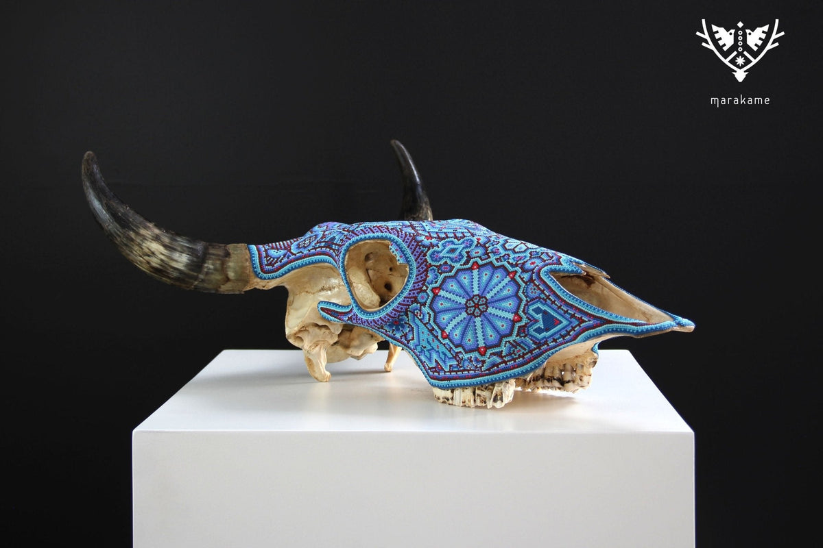Cráneo de vaca Arte Huichol - Haramara - Arte Huichol - Marakame