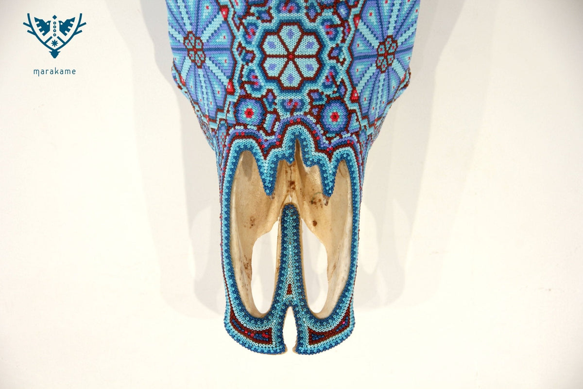 Cráneo de vaca Arte Huichol - Haramara - Arte Huichol - Marakame