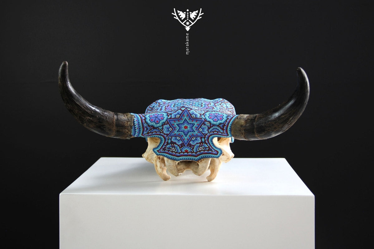 Cráneo de vaca Arte Huichol - Haramara - Arte Huichol - Marakame