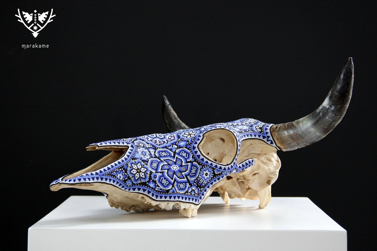 Cráneo de vaca Arte Huichol - Haramara - Arte Huichol - Marakame