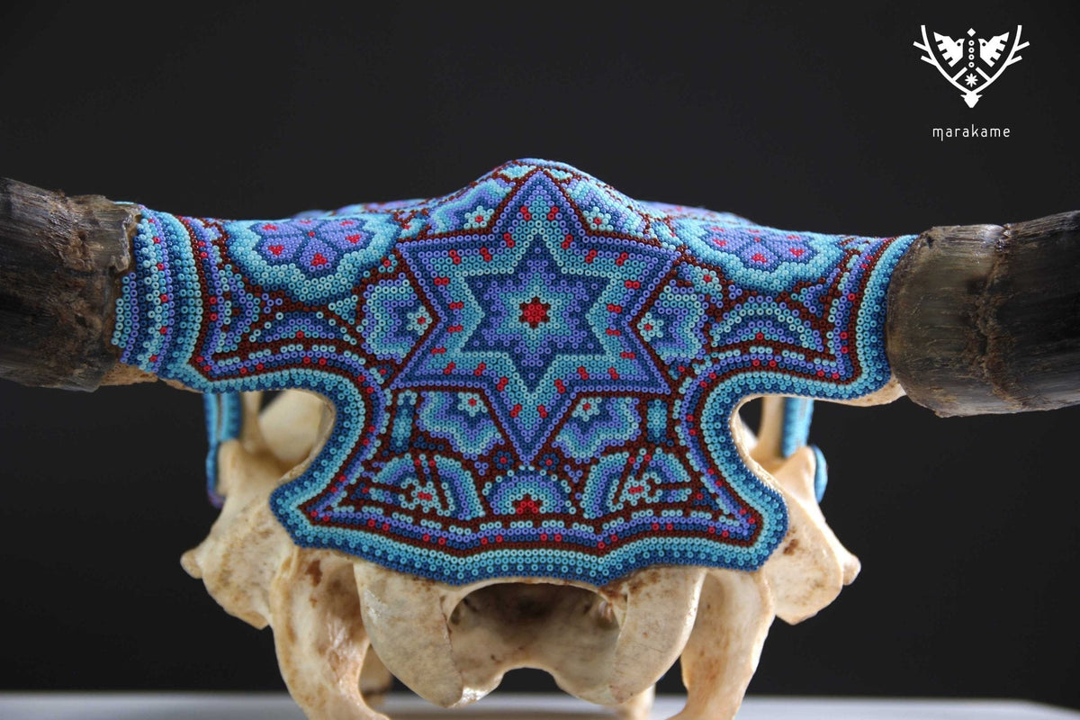 Cráneo de vaca Arte Huichol - Haramara - Arte Huichol - Marakame