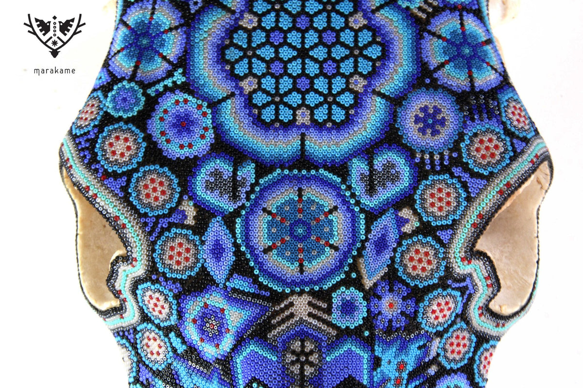 Cráneo de vaca Arte Huichol - Hayuawima - Arte Huichol - Marakame