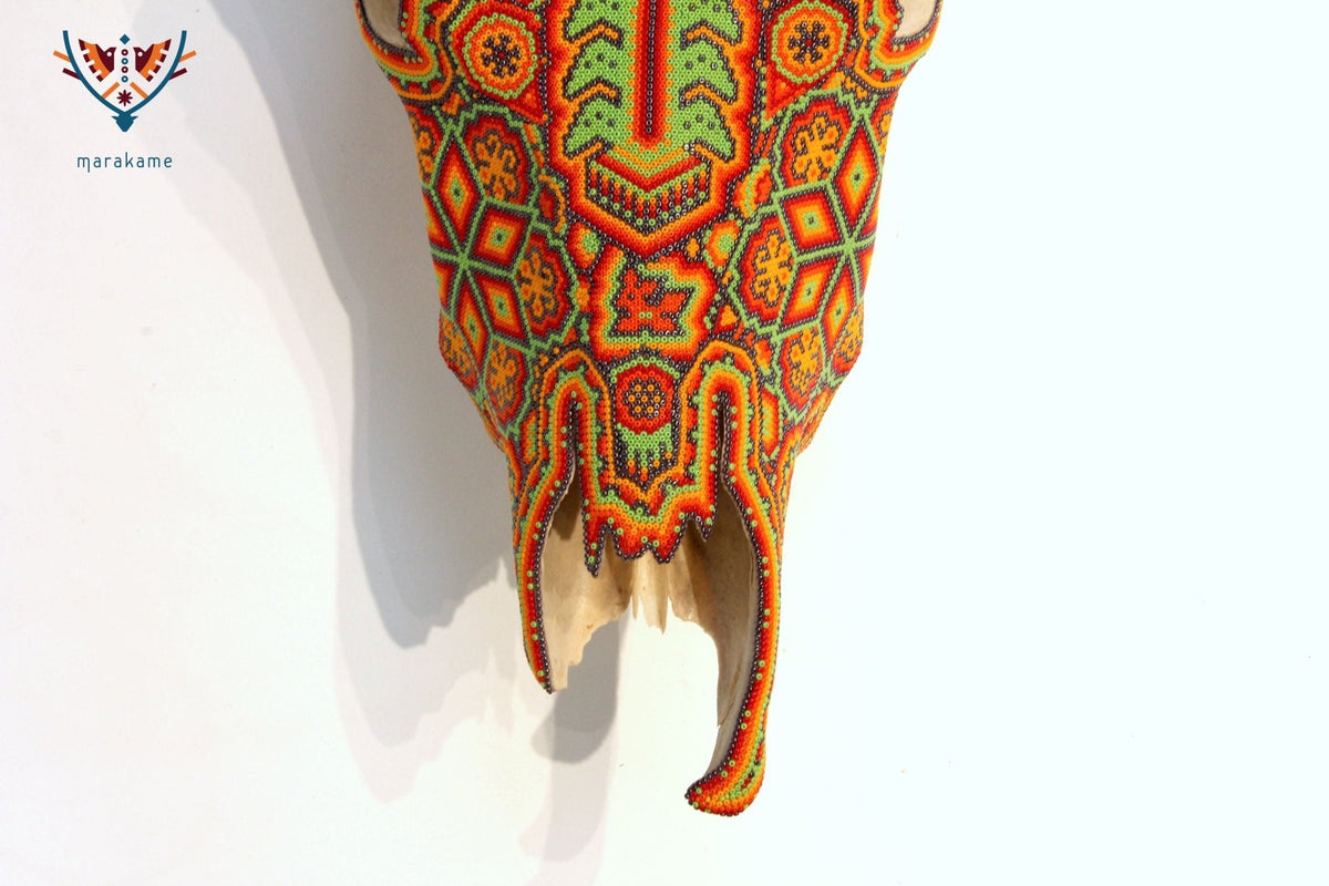 Cráneo de vaca Arte Huichol - Iku II - Arte Huichol - Marakame