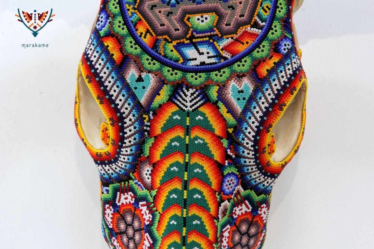 Cráneo de vaca Arte Huichol - ikú maxa - Arte Huichol - Marakame