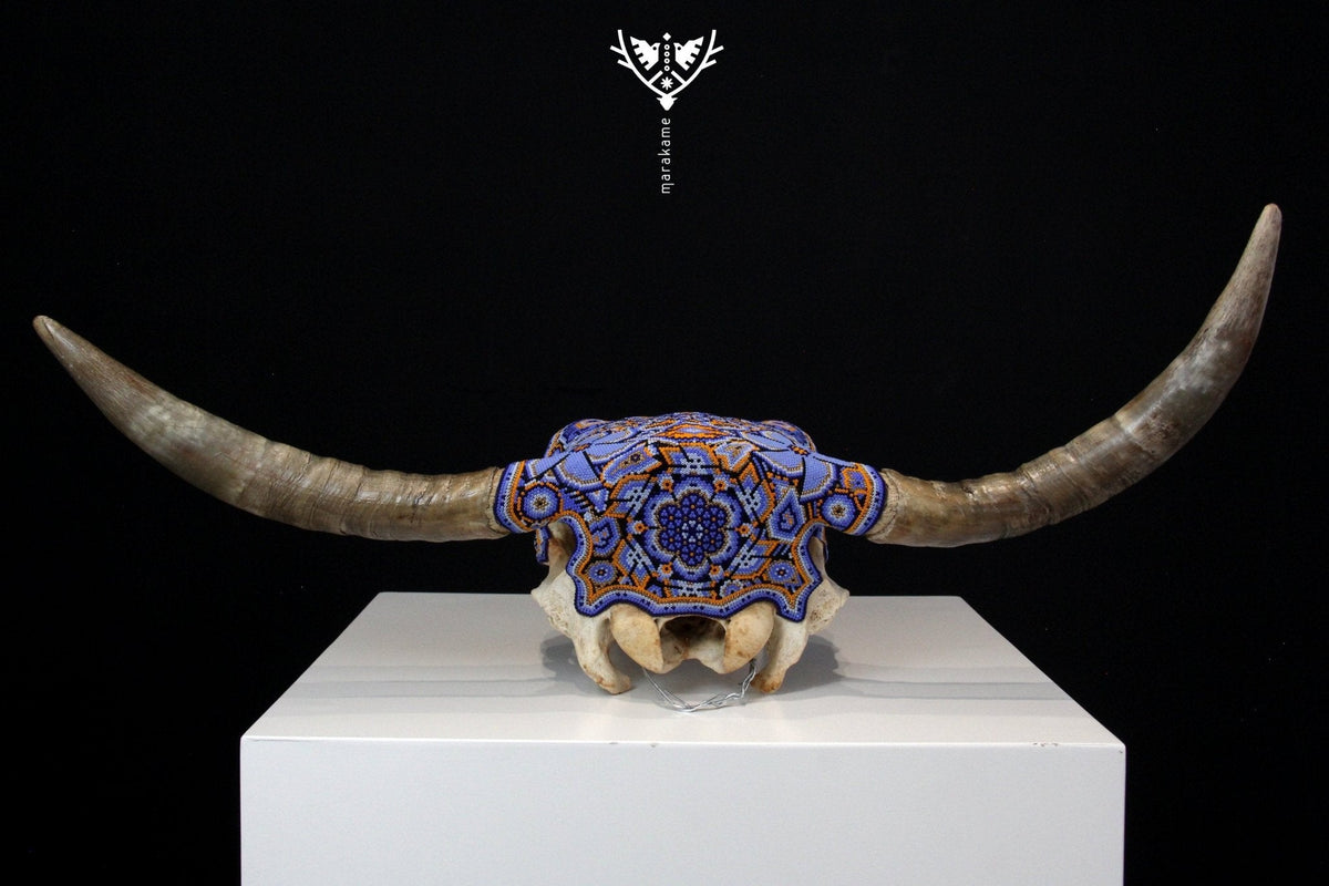 Craneo de vaca Arte Huichol - Kuruxikame - Arte Huichol - Marakame