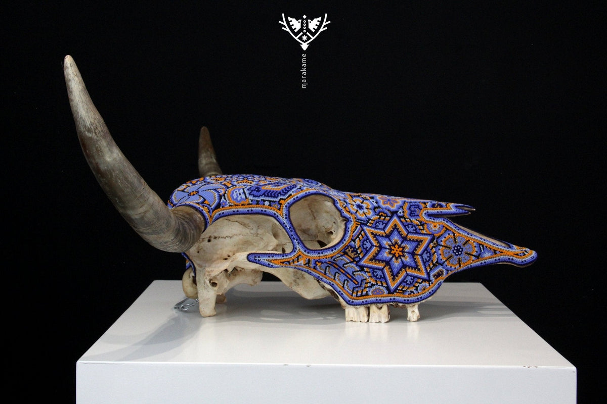 Craneo de vaca Arte Huichol - Kuruxikame - Arte Huichol - Marakame