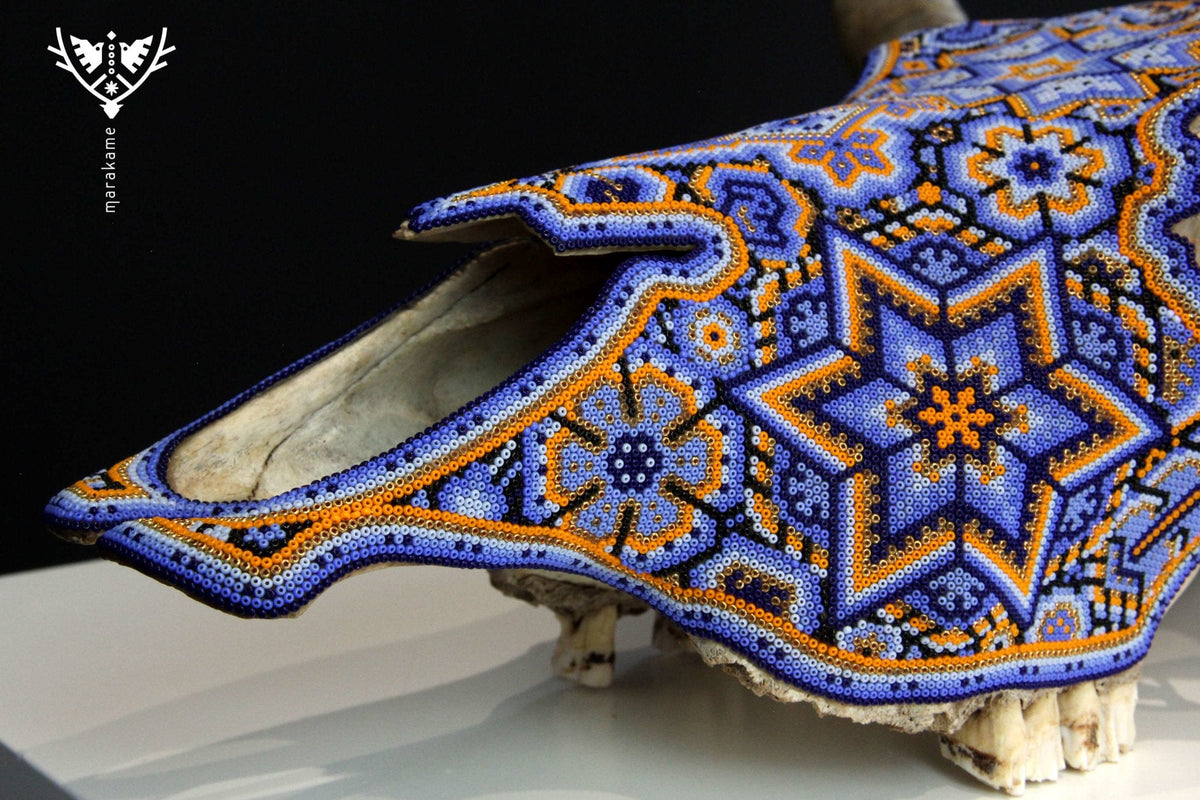 Craneo de vaca Arte Huichol - Kuruxikame - Arte Huichol - Marakame