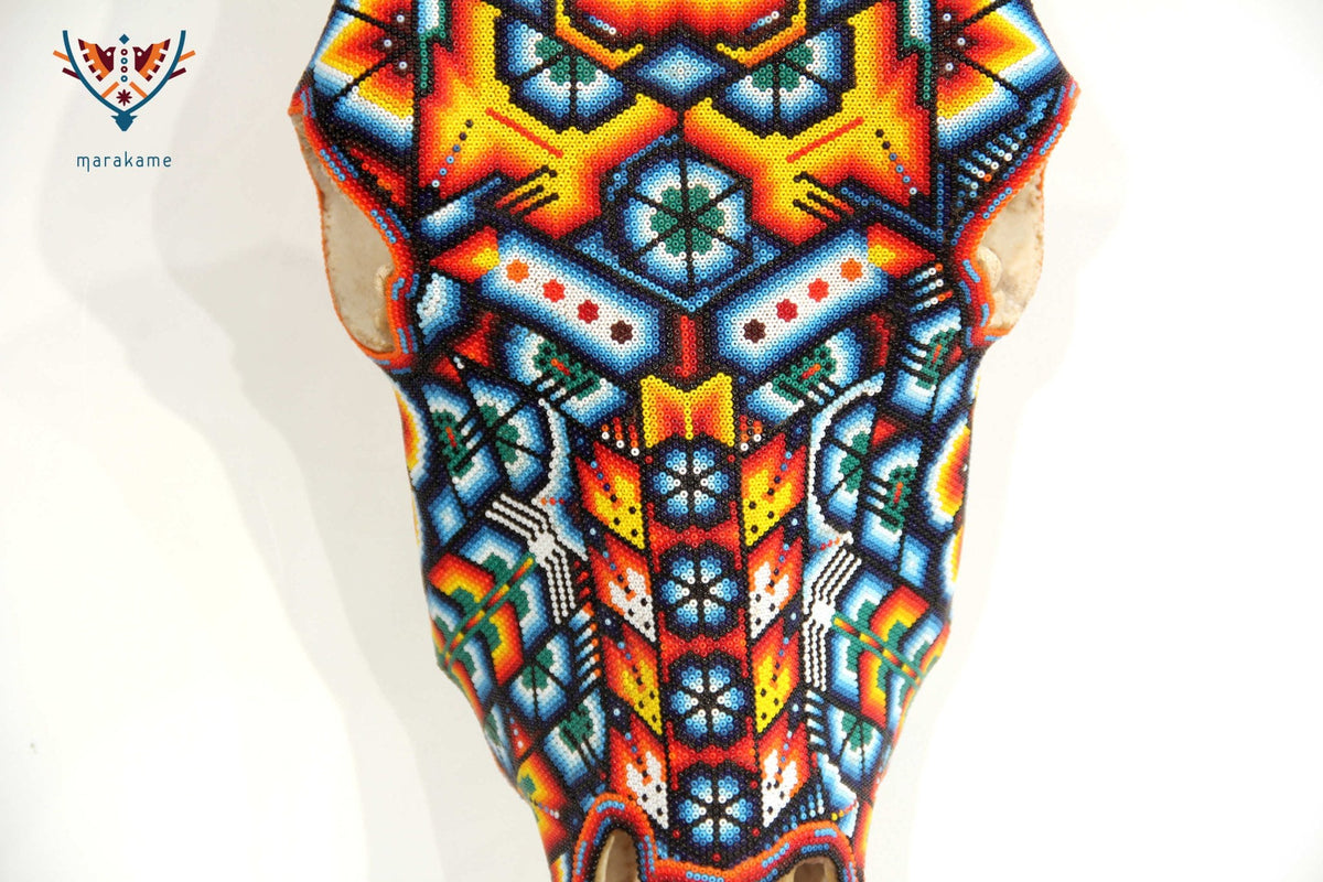 Cráneo de vaca Arte Huichol - Maxa kuaxi - Arte Huichol - Marakame