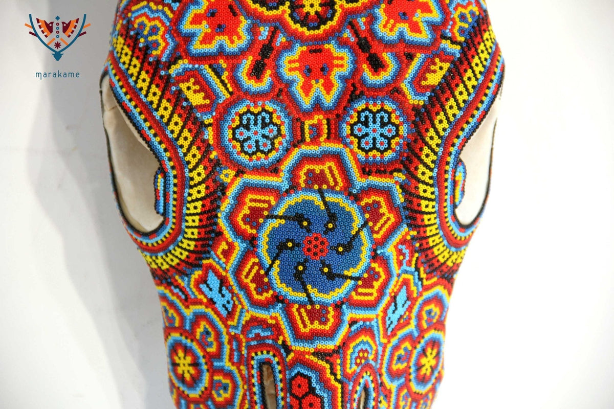 Cráneo de vaca Arte Huichol - Mayes en Hikuri - Arte Huichol - Marakame