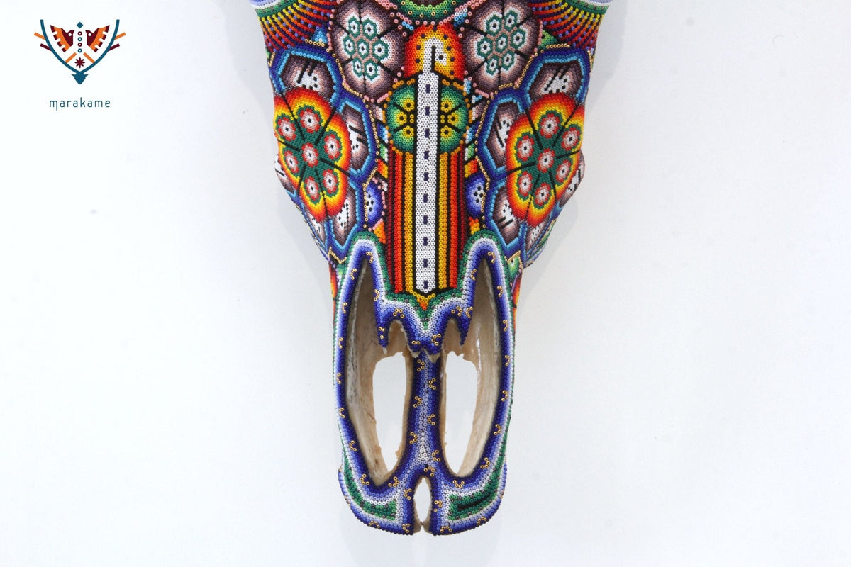 Cráneo de vaca Arte Huichol - Neixa Wixárika - Arte Huichol - Marakame