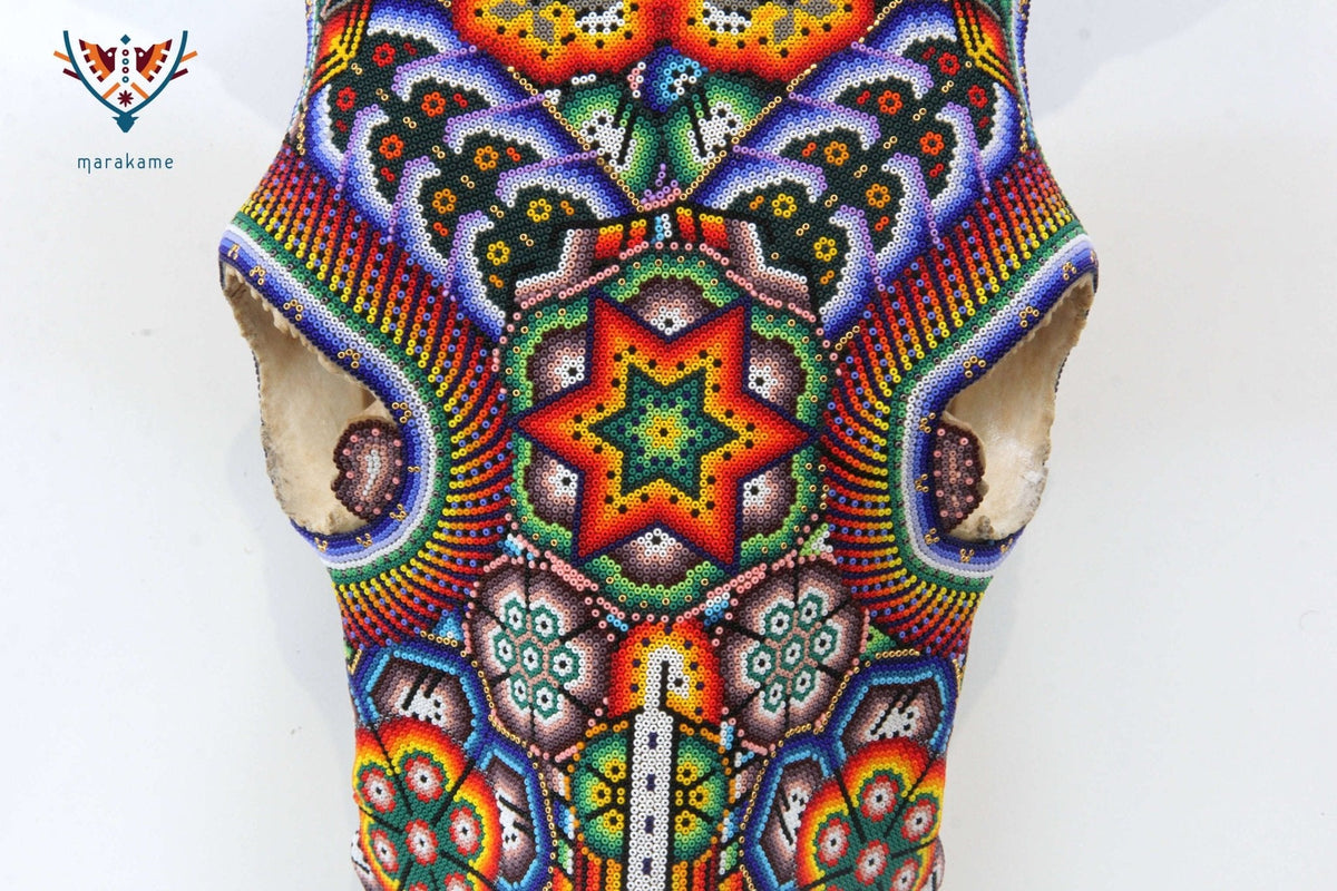 Cráneo de vaca Arte Huichol - Neixa Wixárika - Arte Huichol - Marakame
