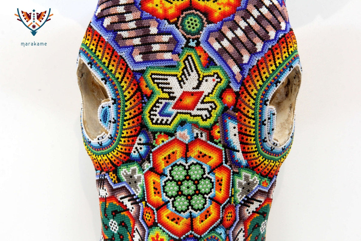 Cráneo de vaca Arte Huichol - Raie ascendente - Arte Huichol - Marakame