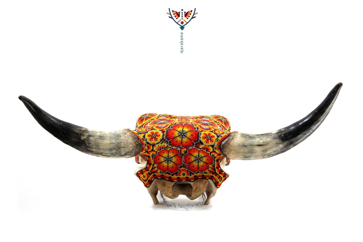Cráneo de vaca Arte Huichol - Tatewari - Arte Huichol - Marakame