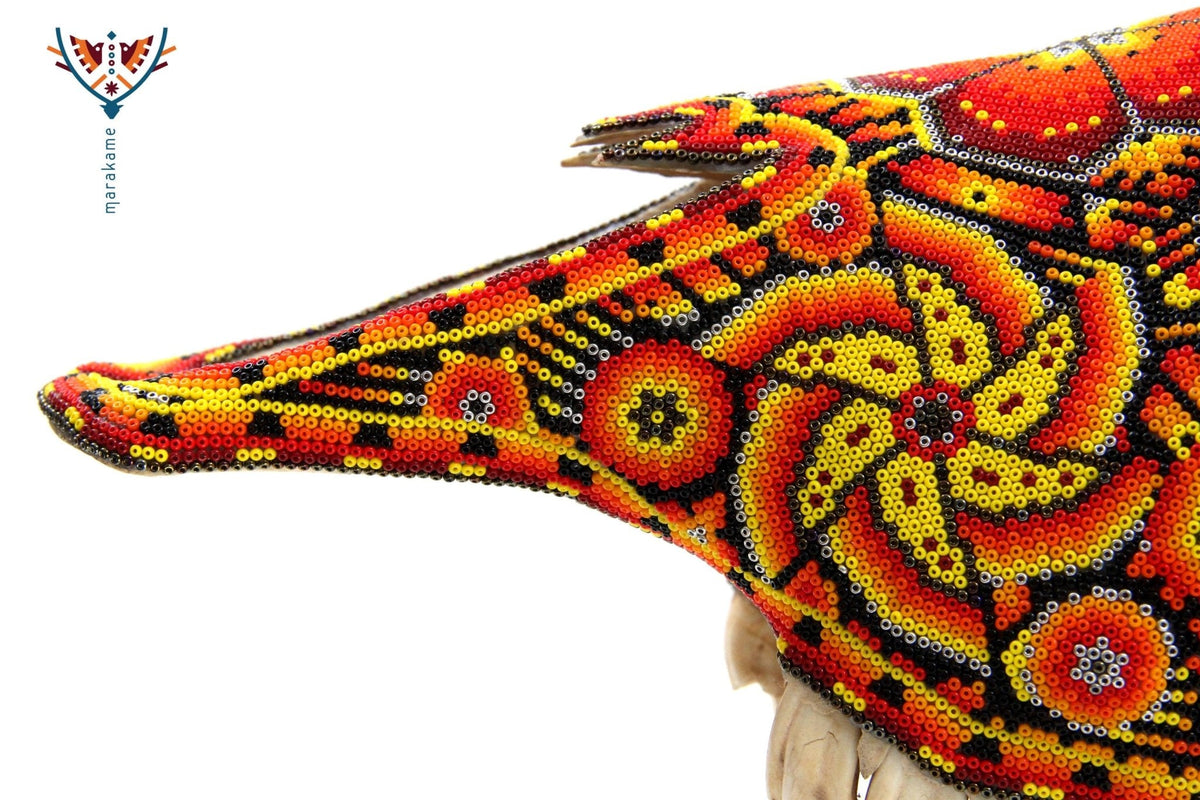 Cráneo de vaca Arte Huichol - Tatewari - Arte Huichol - Marakame