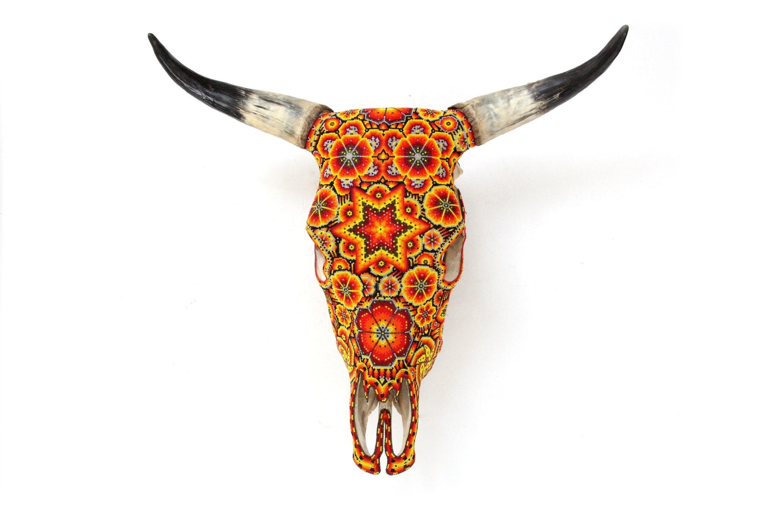 Cráneo de vaca Arte Huichol - Tatewari - Arte Huichol - Marakame