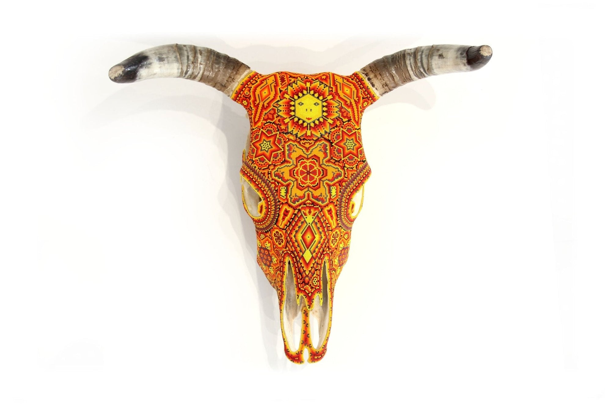 Cráneo de vaca Arte Huichol - Tau Tatewari - Arte Huichol - Marakame