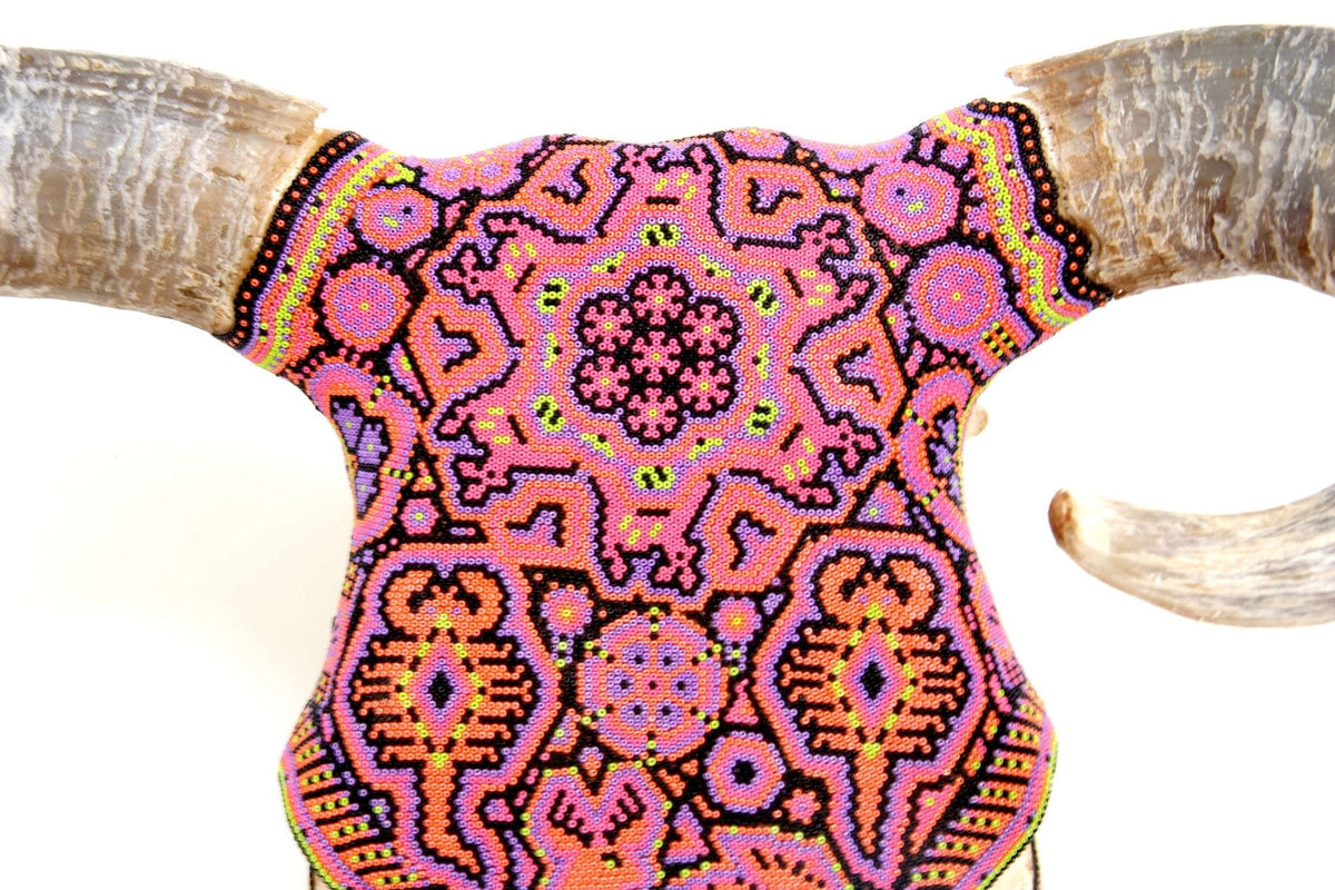Cráneo de vaca Arte Huichol - Tseriakame - Arte Huichol - Marakame