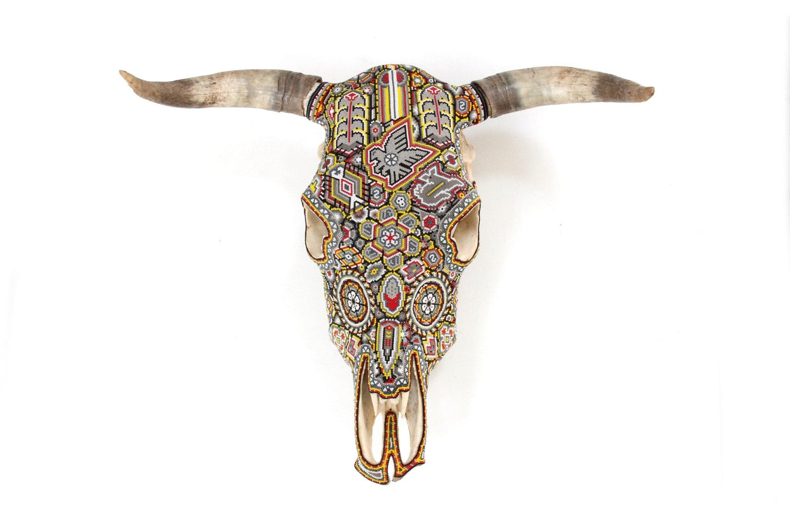 Cráneo de vaca Arte Huichol - Tura hirie VI - Arte Huichol - Marakame