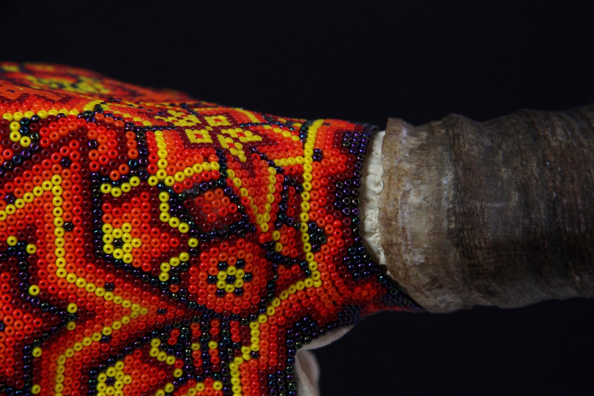 Cráneo de vaca Arte Huichol - Tuutú I - Arte Huichol - Marakame