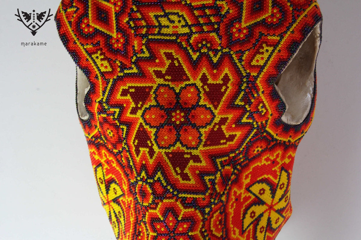 Cráneo de vaca Arte Huichol - Tuutú I - Arte Huichol - Marakame