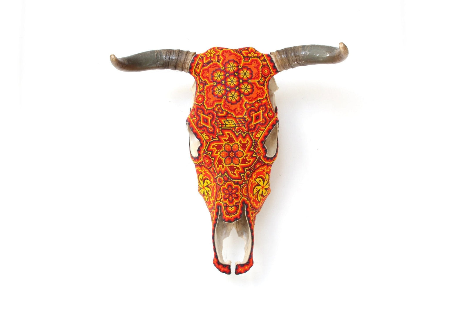 Cráneo de vaca Arte Huichol - Tuutú I - Arte Huichol - Marakame