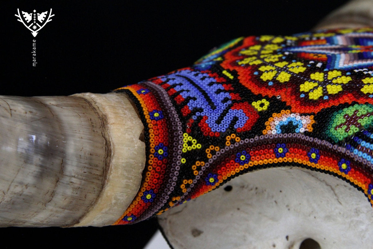 Craneo de vaca Arte Huichol - Wexik+a - Arte Huichol - Marakame