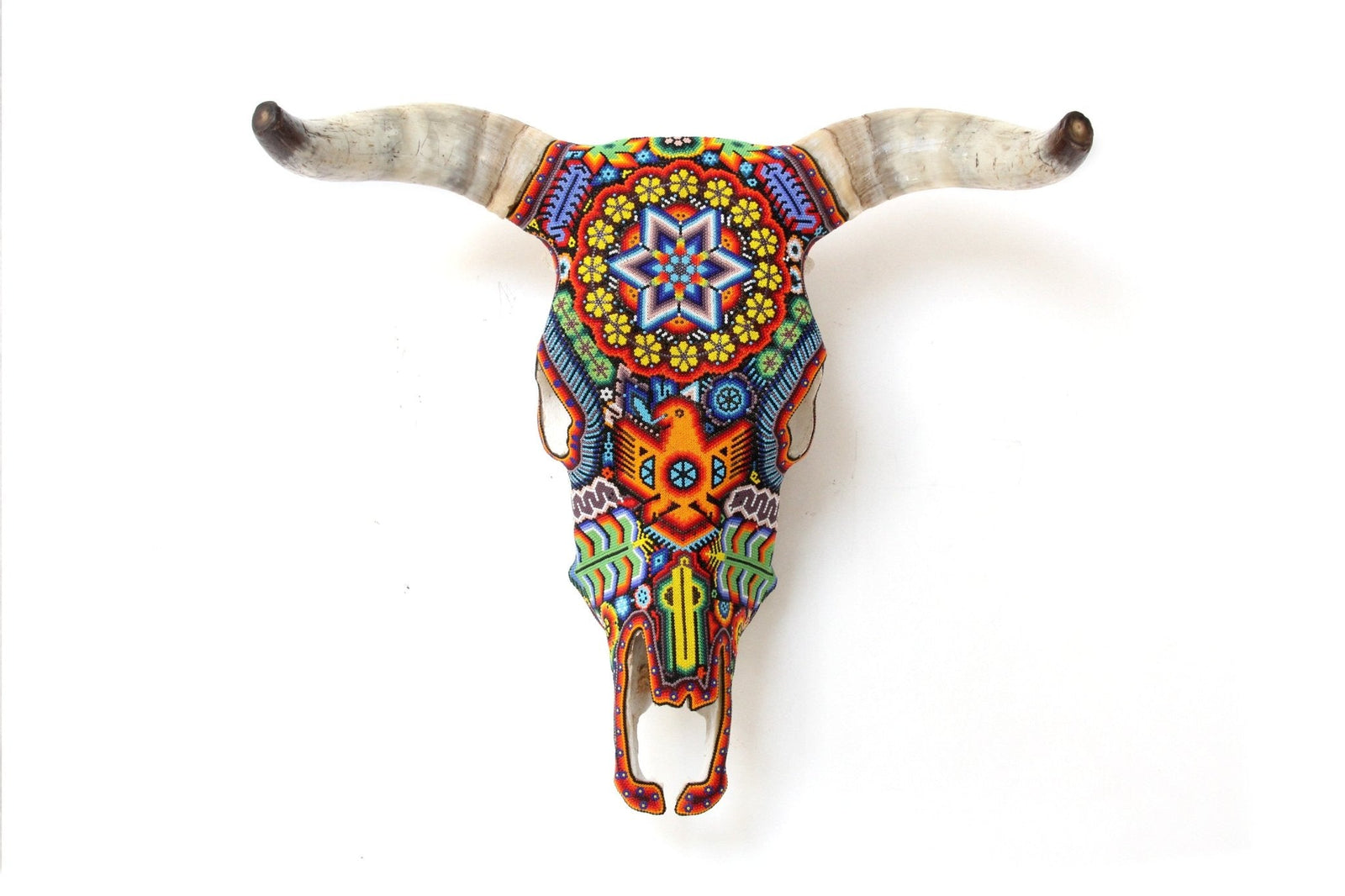 Craneo de vaca Arte Huichol - Wexik+a - Arte Huichol - Marakame
