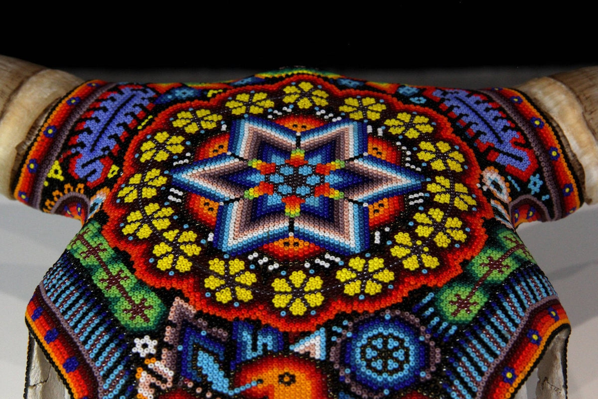 Craneo de vaca Arte Huichol - Wexik+a - Arte Huichol - Marakame