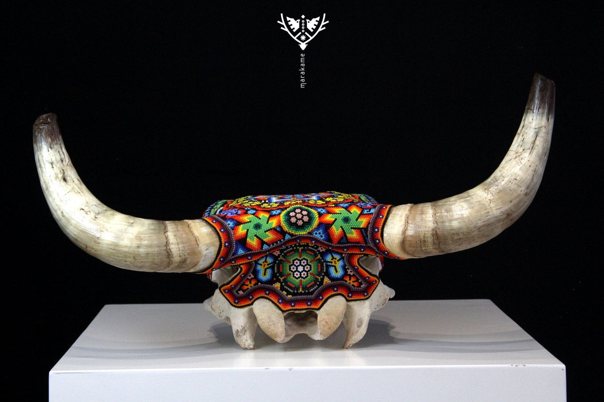 Craneo de vaca Arte Huichol - Wexik+a - Arte Huichol - Marakame